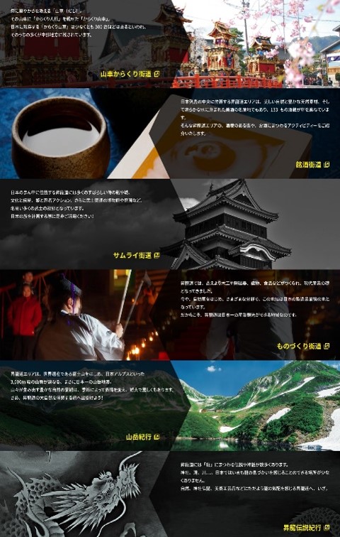 観光資源の情報発信の事例（昇龍道WEBサイト）