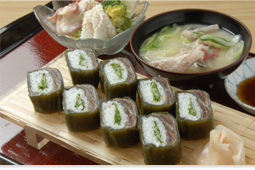 Saury sushi rolls