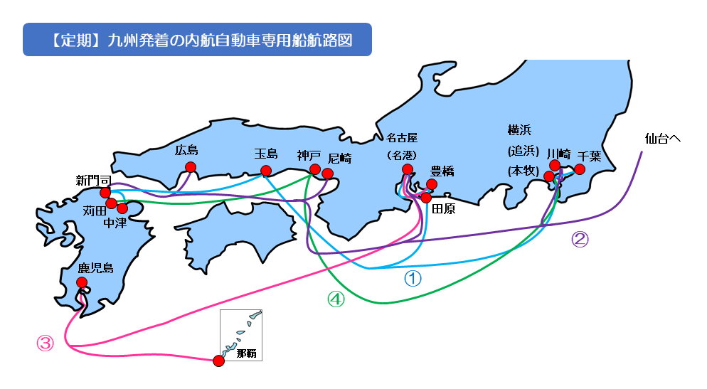 【定期】九州発着の自動車専用船航路情報